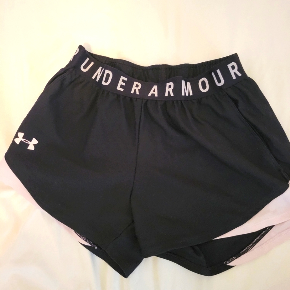 Baby pink and black under armor athletic shorts size M